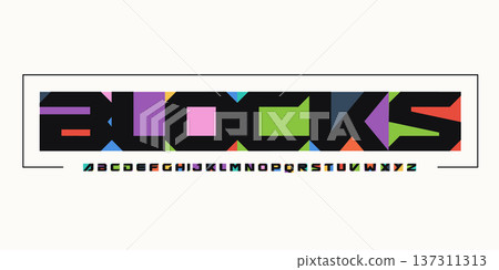 Blocks Colour Font Logo Alphabet Wide Geometric Letter Set Modern Typography, Colourful Typographic Design for Title Text, Typo Poster Headline, Type Symbol Logotype, Colours Fonts. Vector Typeface Blocks Colour Font Logo Alphabet Wide Geometric Letter Set Modern Typography, Colourful Typographic Design for Title Text, Typo Poster Headline, Type Symbol Logotype, Colours Fonts. Vector Typeface 137311313