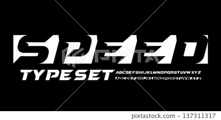 Speed Race Font Logo Alphabet, Run Gym Letter Set Modern Typography. Bold Italic Typographic Design for Dynamic Title, Automotive Headline, Type Symbol Logotype, Sports Fonts. Vector Typeface 137311317