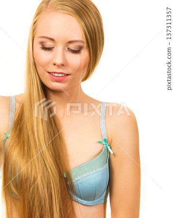Girl long hair wearing bra Girl long hair wearing bra 137311357