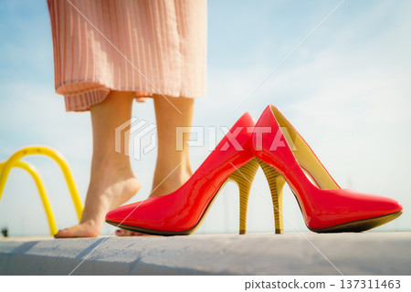 Red high heel classic shoes outdoor Red high heel classic shoes outdoor 137311463