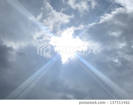 Sunlight shining through a cloudy sky 137311482