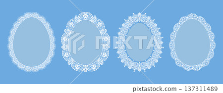 Egg Shaped Lace Frame with Floral Ornament for Easter Celebration Egg Shaped Lace Frame with Floral Ornament for Easter Celebration 137311489