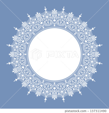 Lace Seamless Pattern Circle Frame Lace Seamless Pattern Circle Frame 137311490