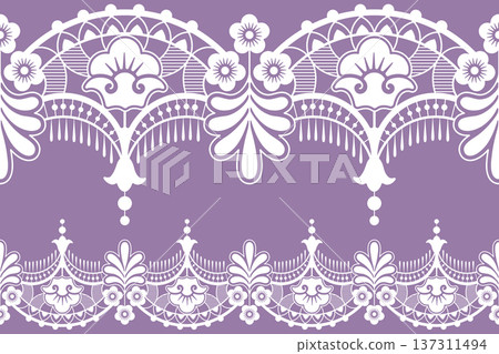 Lace Seamless Pattern Ribbon 137311494