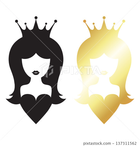 Silhouette of a princess girl with a crown on her head Silhouette of a princess girl with a crown on her head 137311562