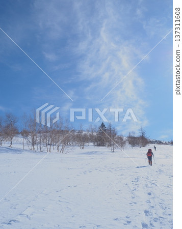 銀河般的雲層和在雪山上行走的徒步旅行者(afli20260220094737) 銀河般的雲層和在雪山上行走的徒步旅行者(afli20260220094737) 137311608