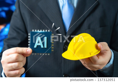 AI is being implemented in the construction industry. Design and calculations with AI tools accelerating project workflow boosting efficiency and digital transformation. AI is being implemented in the construction industry. Design and calculations with AI tools accelerating project workflow boosting efficiency and digital transformation. 137312051