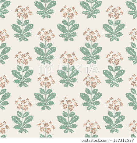 Seamless natural botanical pattern with flowers and leaves Seamless natural botanical pattern with flowers and leaves 137312557
