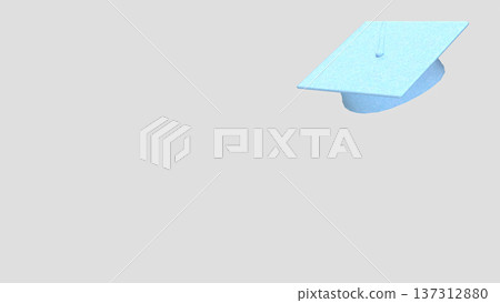 Light Blue Graduation Cap Isolated on Gray Background 3d render. 137312880