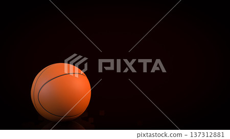 Orange Basketball on Dark Background with Reflection 3d render. 137312881