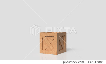 Wooden Shipping Crate Box Isolated on Gray Background 3d render. Wooden Shipping Crate Box Isolated on Gray Background 3d render. 137312885