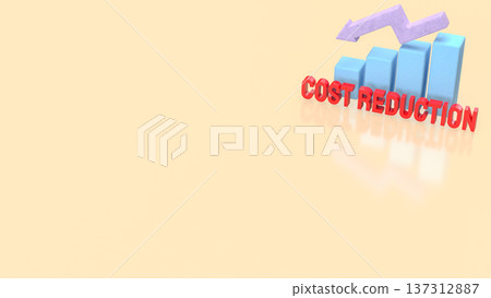 Cost Reduction Concept with Downward Arrow and Bar Chart 3d render. Cost Reduction Concept with Downward Arrow and Bar Chart 3d render. 137312887