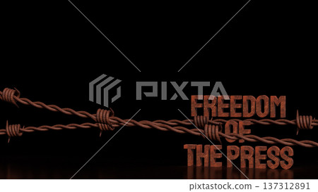 Freedom of the Press Restricted by Barbed Wire Concept 3d render. Freedom of the Press Restricted by Barbed Wire Concept 3d render. 137312891