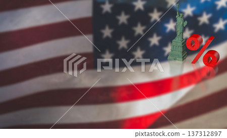 US Interest Rate Policy Concept with Statue and Percent 3d render. US Interest Rate Policy Concept with Statue and Percent 3d render. 137312897