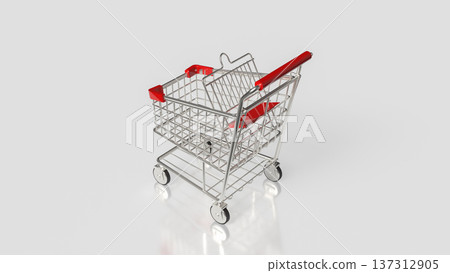 Modern Shopping Cart and Retail Commerce Concept 3d render. Modern Shopping Cart and Retail Commerce Concept 3d render. 137312905