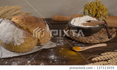 Homemade crispy turmeric bread Homemade crispy turmeric bread 137313059