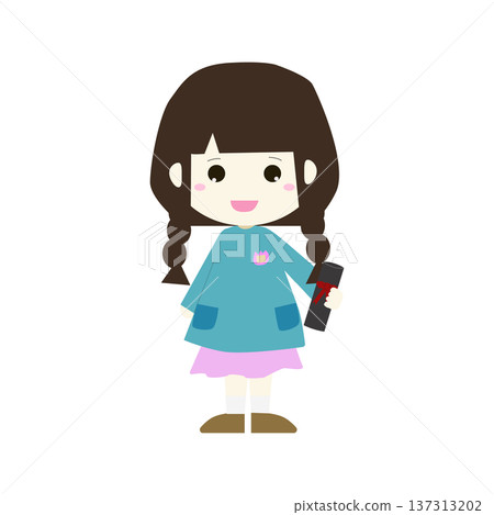 Illustration of a girl holding a diploma (graduation image) 137313202