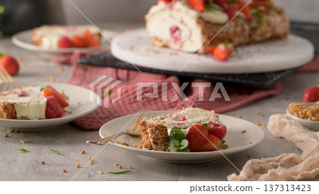 Meringue roll cake Meringue roll cake 137313423