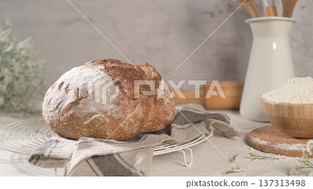 Homemade crispy herbs bread 137313498