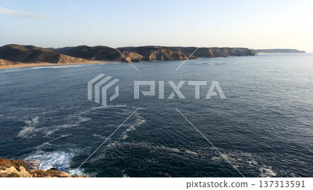 Sunset view from the wooden walkway 137313591