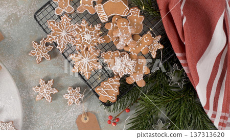 Christmas cookies on kitchen countertop Christmas cookies on kitchen countertop 137313620