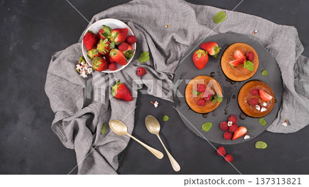 Caramel custard puddings Caramel custard puddings 137313821
