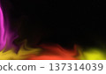 Abstract vibrant neon gradient background with fluid purple, red and yellow liquid waves, cinematic grainy noise texture and blurred glowing aura on dark backdrop. 137314039