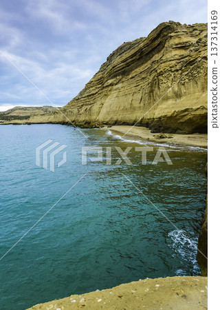 Coastal landscape with cliffs in Peninsula Valdes, World Heritage Site, Patagonia Argentina Coastal landscape with cliffs in Peninsula Valdes, World Heritage Site, Patagonia Argentina 137314169