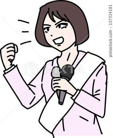 女候選人在選舉中發言 137314181