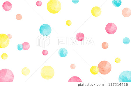 Watercolor style vivid color polka dot background material 137314416