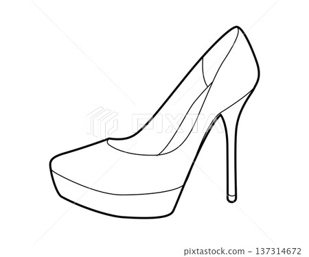Platform stiletto pump women heel single line pair. High sole sexy dress footwear for party, festival, fashion show. Platform stiletto pump women heel single line pair. High sole sexy dress footwear for party, festival, fashion show. 137314672