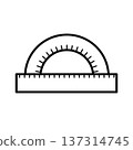 量角器和直尺圖示以及算術和數學學習工具的圖示 137314745