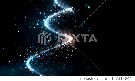 黑色背景上的螺旋狀光粒子 137314844