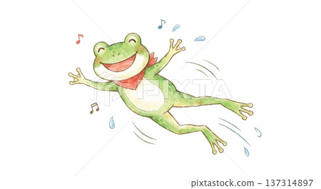 天氣變暖，青蛙們活力四射地跳躍著。 137314897