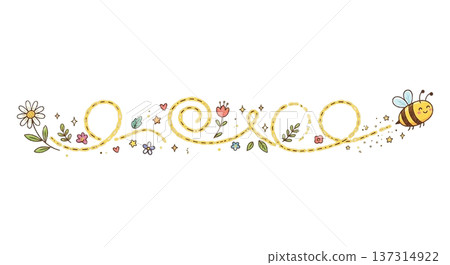 一條分割線描繪了蜜蜂的飛行路線（一條圍繞著它的虛線）。 137314922