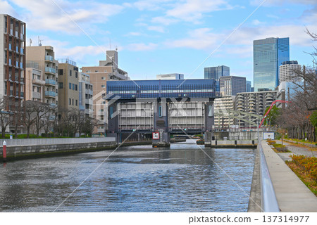 Onagi River and the New Onagi River Water Gate [Koto Ward, Tokyo] 137314977
