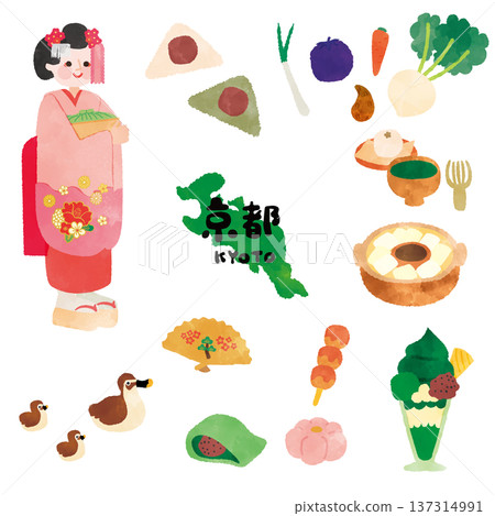 Watercolor tourist illustration of Kyoto 137314991