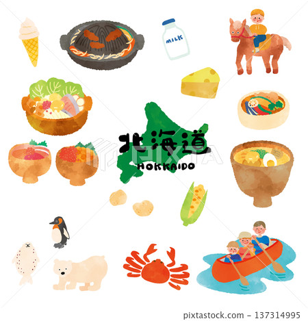 Watercolor tourist illustration of Hokkaido Watercolor tourist illustration of Hokkaido 137314995