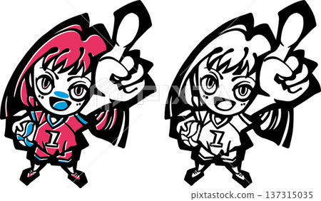 排球插圖（女孩，兒童，大笑，最佳，酷） 137315035