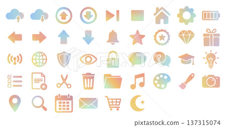 Pastel color gradient UI icon set vector material for web apps 137315074