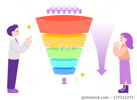 Consulting scene using a marketing funnel diagram 137315255