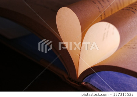 A book with pages opened in the shape of a heart [Night] 137315522