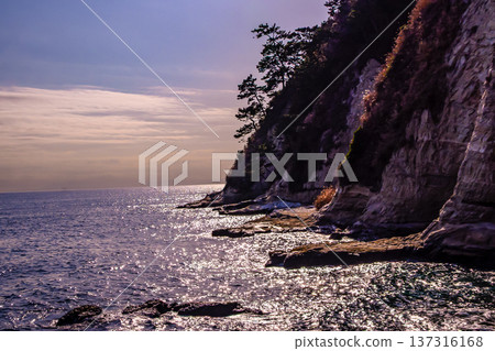 Inamuragasaki cliffs at dusk 137316168