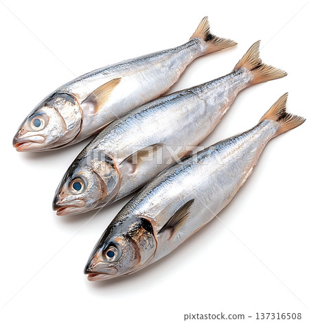 Fresh Whole Fish Displayed on White Background for Culinary and Seafood Themes 137316508