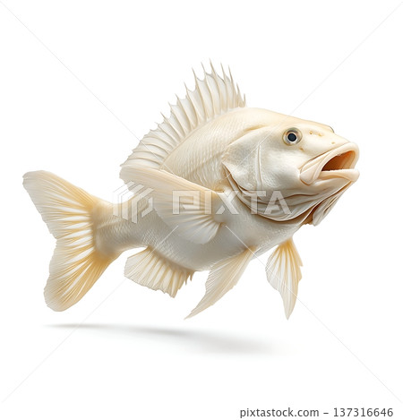 Lively White Fish Swimming Gracefully Underwater in a Clear Aquatic Environment 137316646
