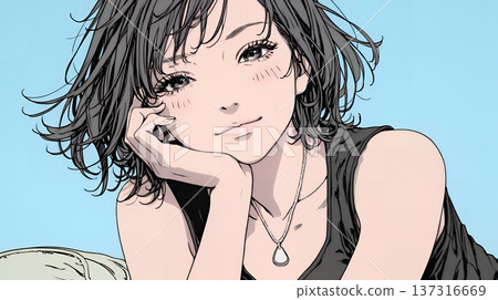 一位表情俏皮、活潑的年輕女子 一位表情俏皮、活潑的年輕女子 137316669