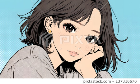 一位表情俏皮、活潑的年輕女子 一位表情俏皮、活潑的年輕女子 137316670