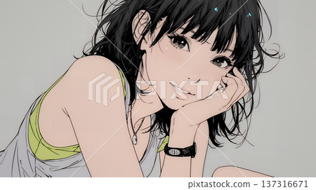 一位表情俏皮、活潑的年輕女子 137316671