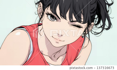 一位表情俏皮、活潑的年輕女子 一位表情俏皮、活潑的年輕女子 137316673