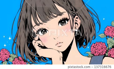 一位表情俏皮、活潑的年輕女子 一位表情俏皮、活潑的年輕女子 137316676